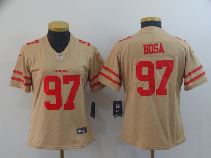 Women San Francisco 49ers #97 Bosa 2019 Vapor Untouchable Nike Yellow Inverted Legend NFL Jerseys->youth nfl jersey->Youth Jersey